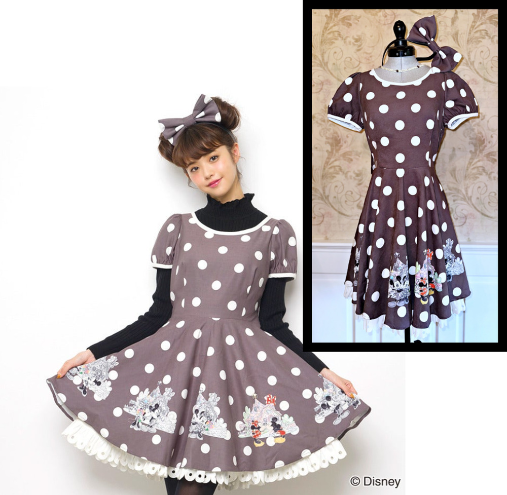 Secret Honey Disney Ribbon Dot Dress Minnie Mouse Lolita J Fashion Kawaii Japan